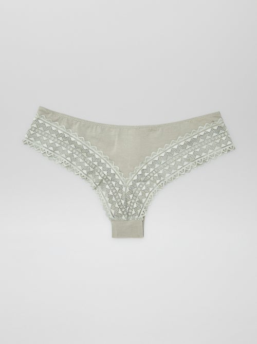 Lot de 3 tangas coton et dentelle - Kiabi