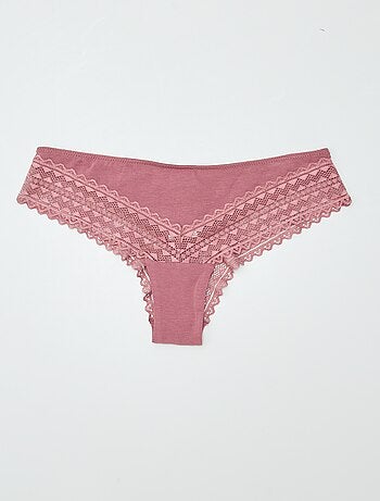 Lot de 3 tangas coton et dentelle