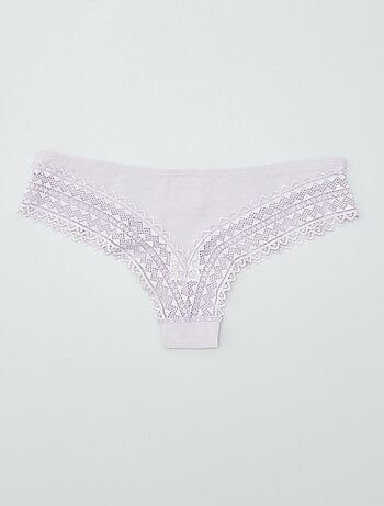 Lot de 3 tangas coton et dentelle