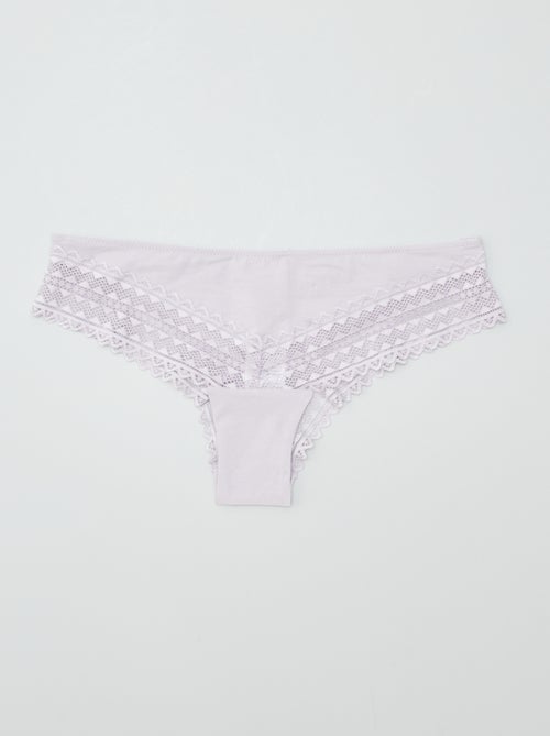 Lot de 3 tangas coton et dentelle - Kiabi