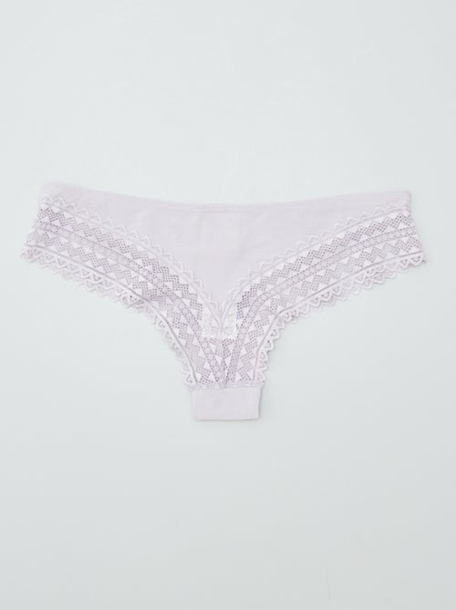 Lot de 3 tangas coton et dentelle - Kiabi