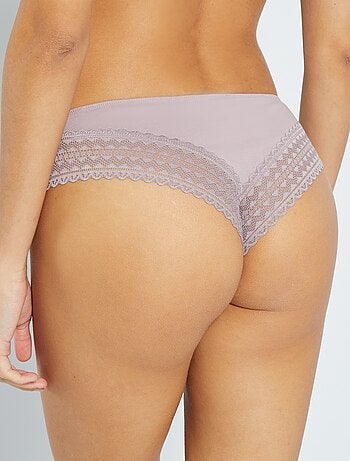 Lot de 3 tangas coton et dentelle