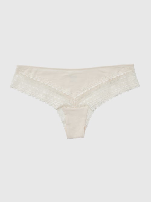 Lot de 3 tangas coton et dentelle - Kiabi