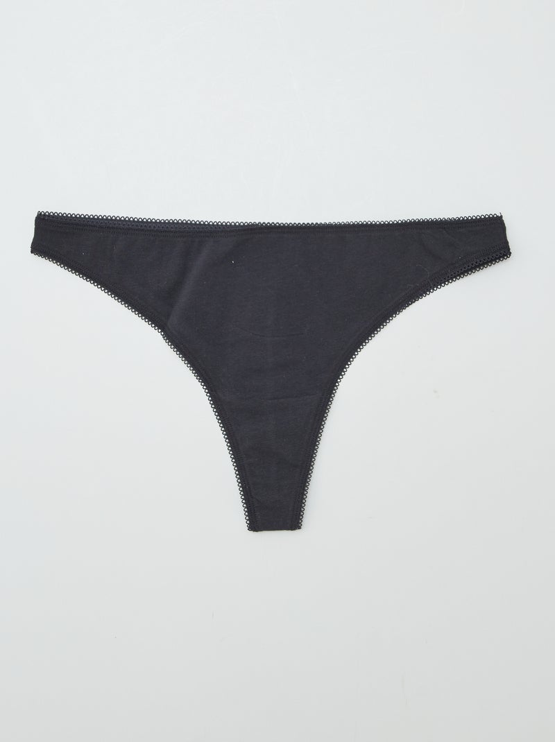 Lot de 3 tangas en coton kaki/gris/noir - Kiabi