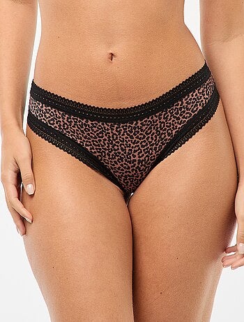 Lot de 3 tangas en microfibre imprimé