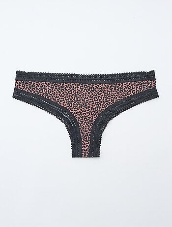 Lot de 3 tangas en microfibre imprimé