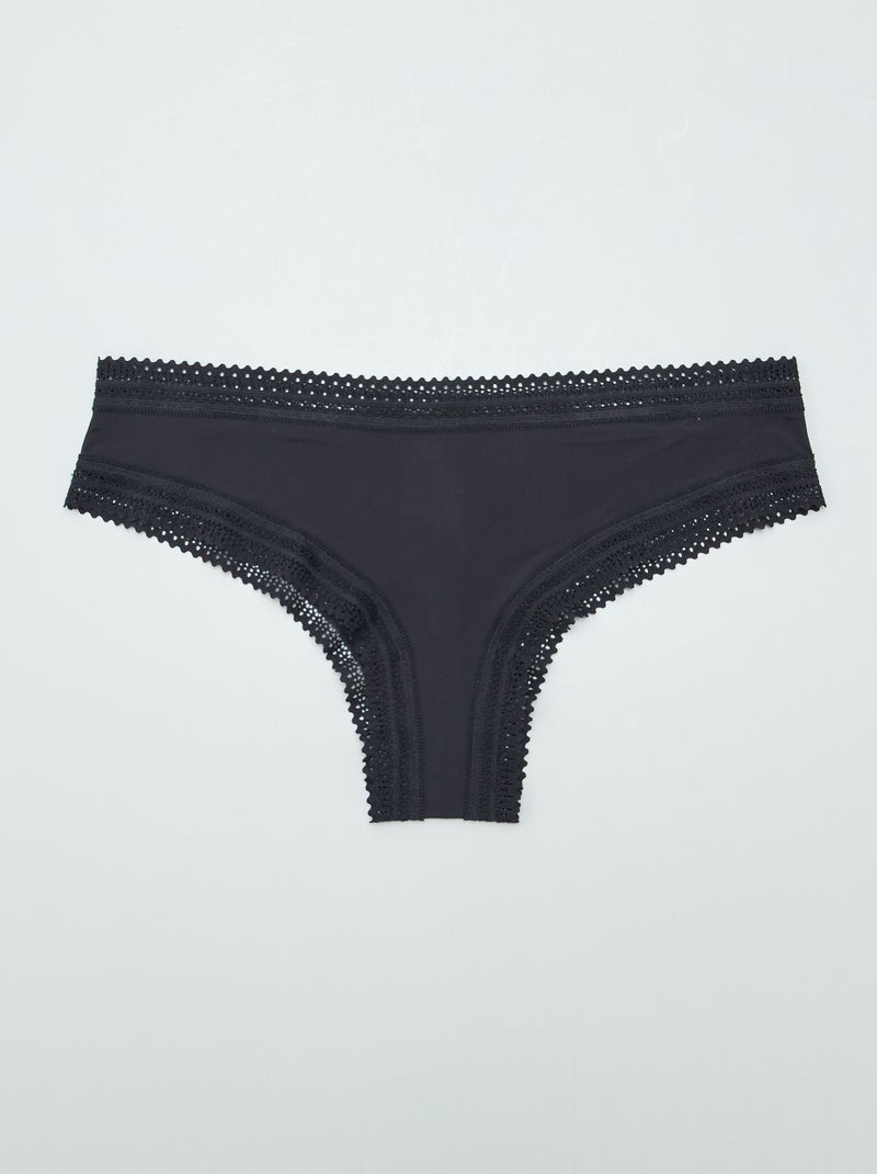 Lot de 3 tangas en microfibre imprimé Noir imprimé - Kiabi