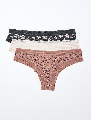 Lot de 3 tangas en microfibre imprimé