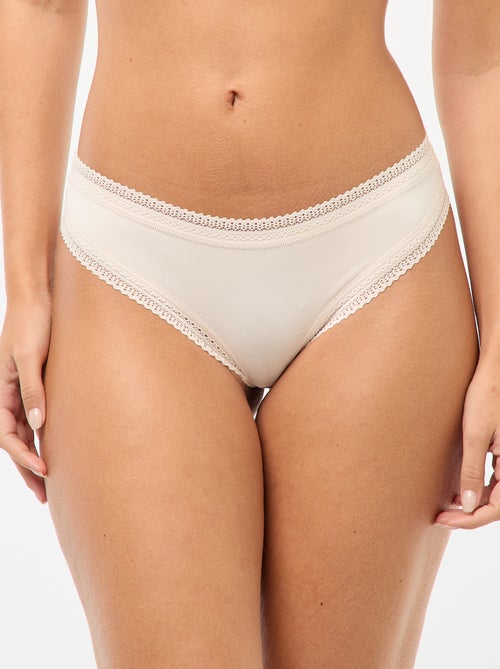 Lot de 3 tangas en microfibre imprimé - Kiabi