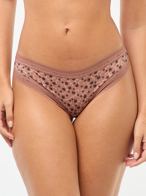 Lot de 3 tangas en microfibre imprimé - Kiabi