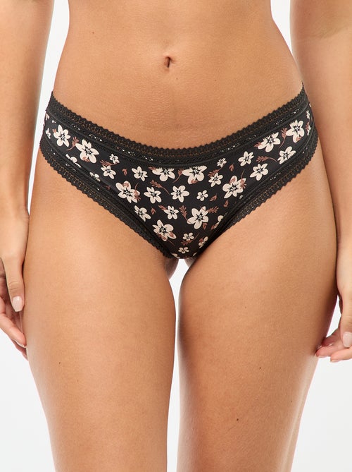 Lot de 3 tangas en microfibre imprimé - Kiabi