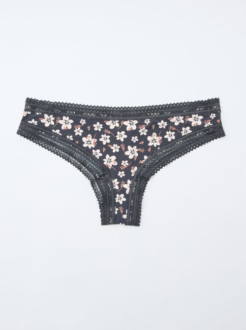 Lot de 3 tangas en microfibre imprimé - Kiabi