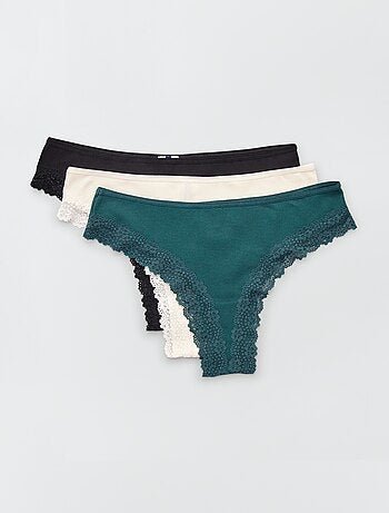 Lot de 3 tangas maille côtelée