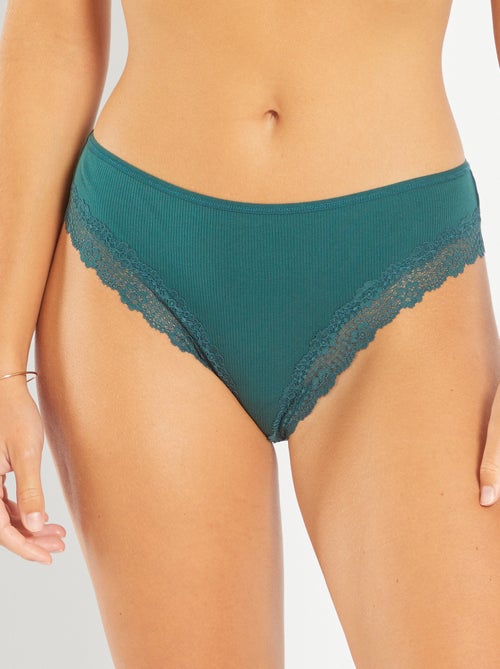 Lot de 3 tangas maille côtelée - Kiabi