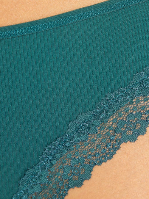 Lot de 3 tangas maille côtelée - Kiabi