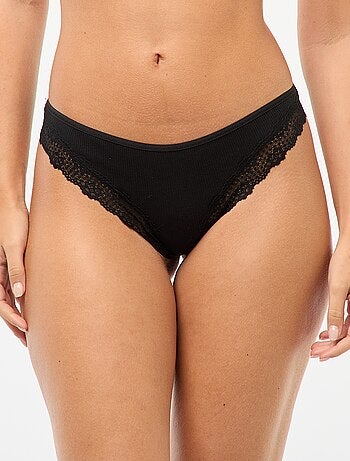 Lot de 3 tangas maille côtelée