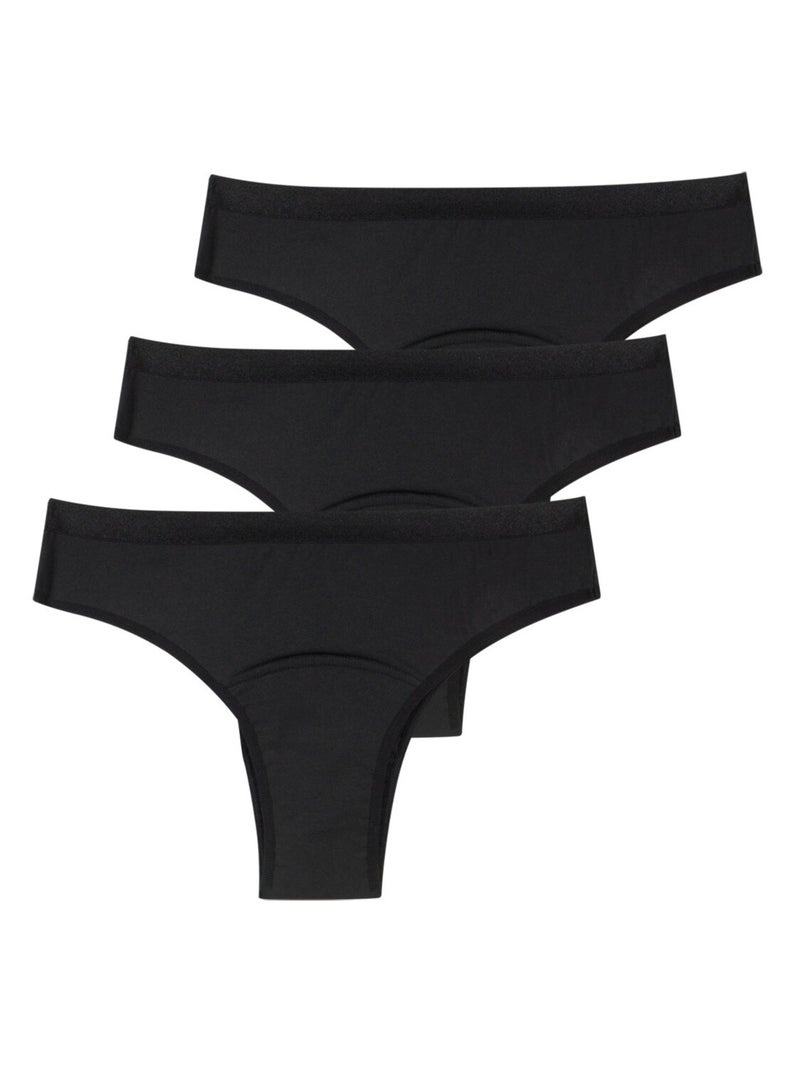 Lot de 3 tangas menstruels femme athena Noir - Kiabi