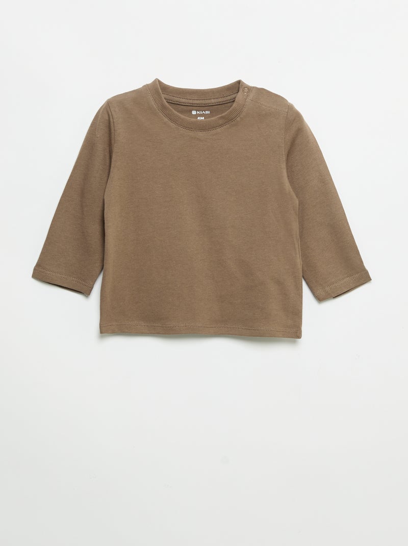 Lot de 3 tee-shirts à manches longues Beige - Kiabi