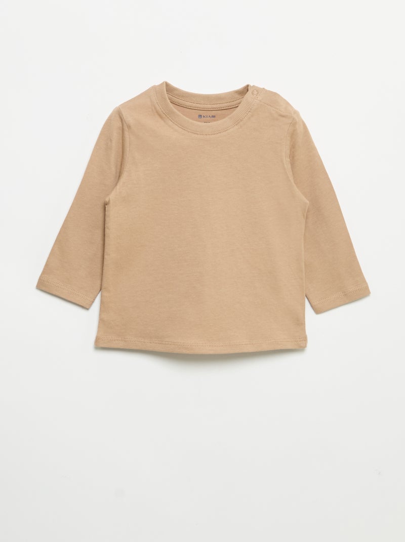 Lot de 3 tee-shirts à manches longues Beige - Kiabi