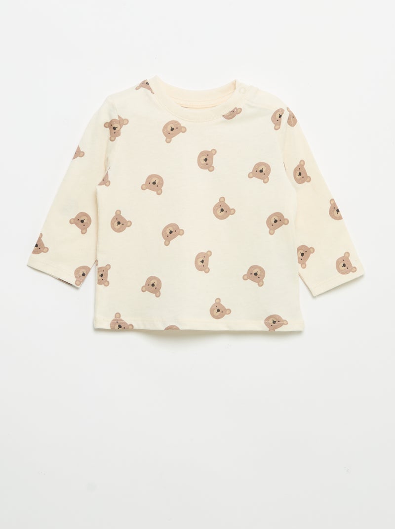 Lot de 3 tee-shirts à manches longues Beige - Kiabi