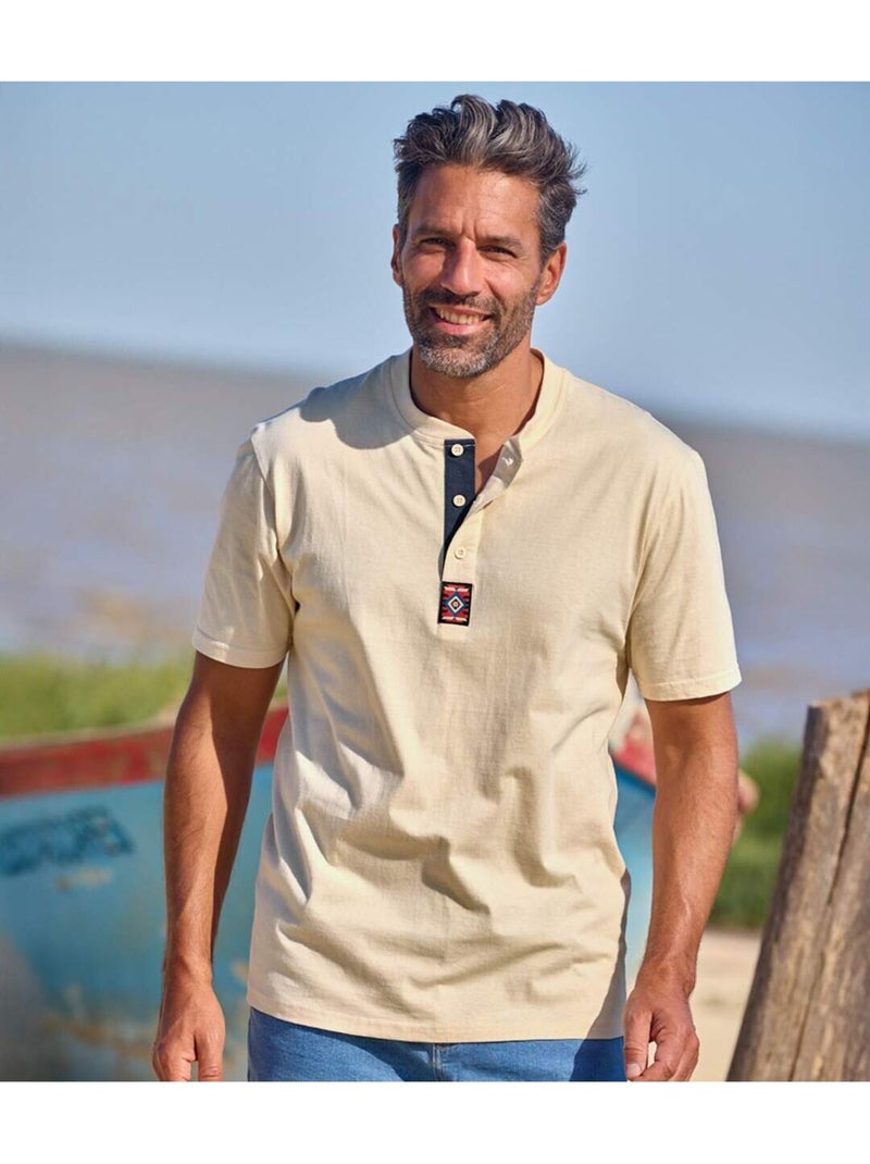 Lot de 3 Tee-Shirts Col Boutonné Décontraction   - ATLAS FOR MEN Beige - Kiabi