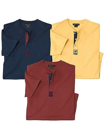 Lot de 3 Tee-Shirts Col Boutonné Fantaisie - ATLAS FOR MEN