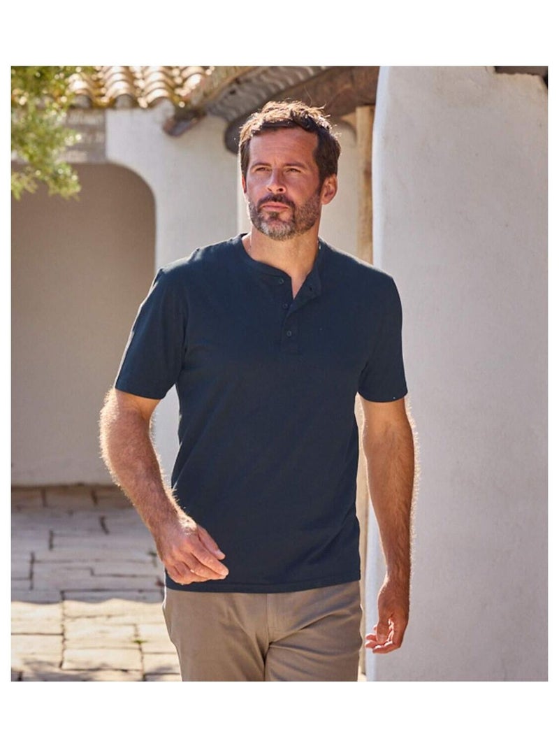 Lot de 3 Tee-Shirts Col Boutonn?s  - ATLAS FOR MEN Bleu Marron - Kiabi