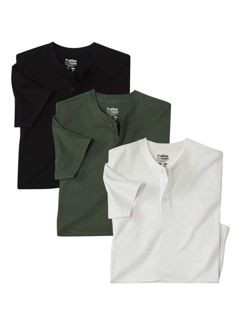 Lot de 3 Tee-Shirts Col Tunisien  - ATLAS FOR MEN - Kiabi