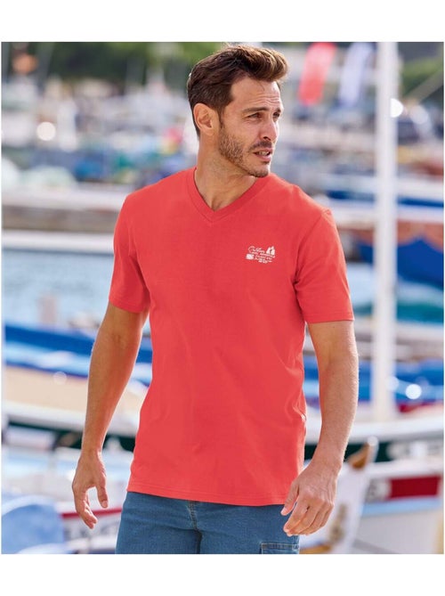 Lot de 3 Tee-Shirts col V Travel   - ATLAS FOR MEN - Kiabi