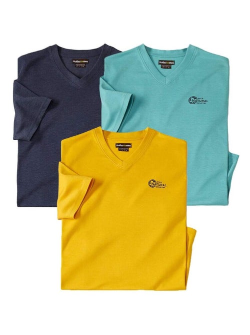 Lot de 3 Tee-Shirts Col V Unis  - ATLAS FOR MEN - Kiabi