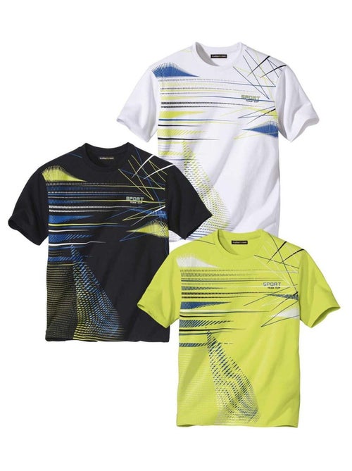 Lot de 3 Tee-Shirts Graphique Sport - ATLAS FOR MEN - Kiabi Lot de 3 Tee-Shirts Graphique Sport - ATLAS FOR MEN - Kiabi