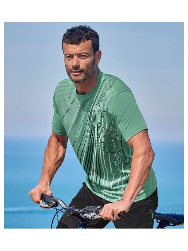Lot de 3 Tee-Shirts Sport   - ATLAS FOR MEN Blanc Vert Noir - Kiabi
