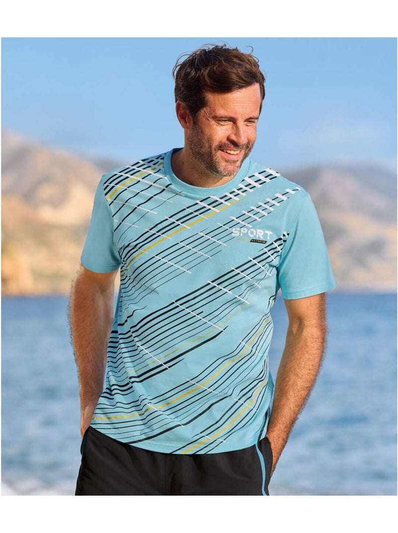 Lot de 3 Tee-Shirts Sport Runing Spring   - ATLAS FOR MEN Bleu Jaune - Kiabi