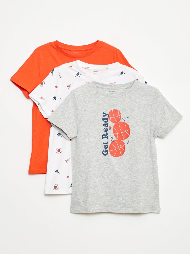 Lot de 3 tee-shirts style 'basket' Gris - Kiabi