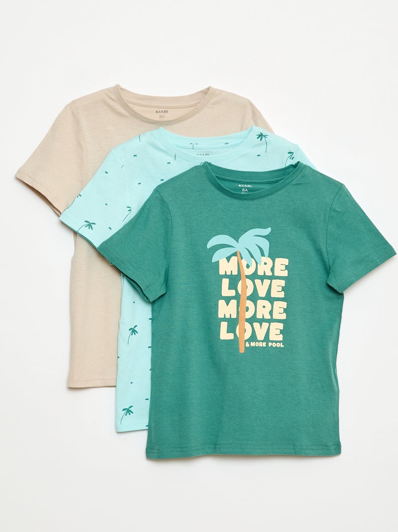 Lot de 3 tee-shirts style 'palmier' Vert - Kiabi