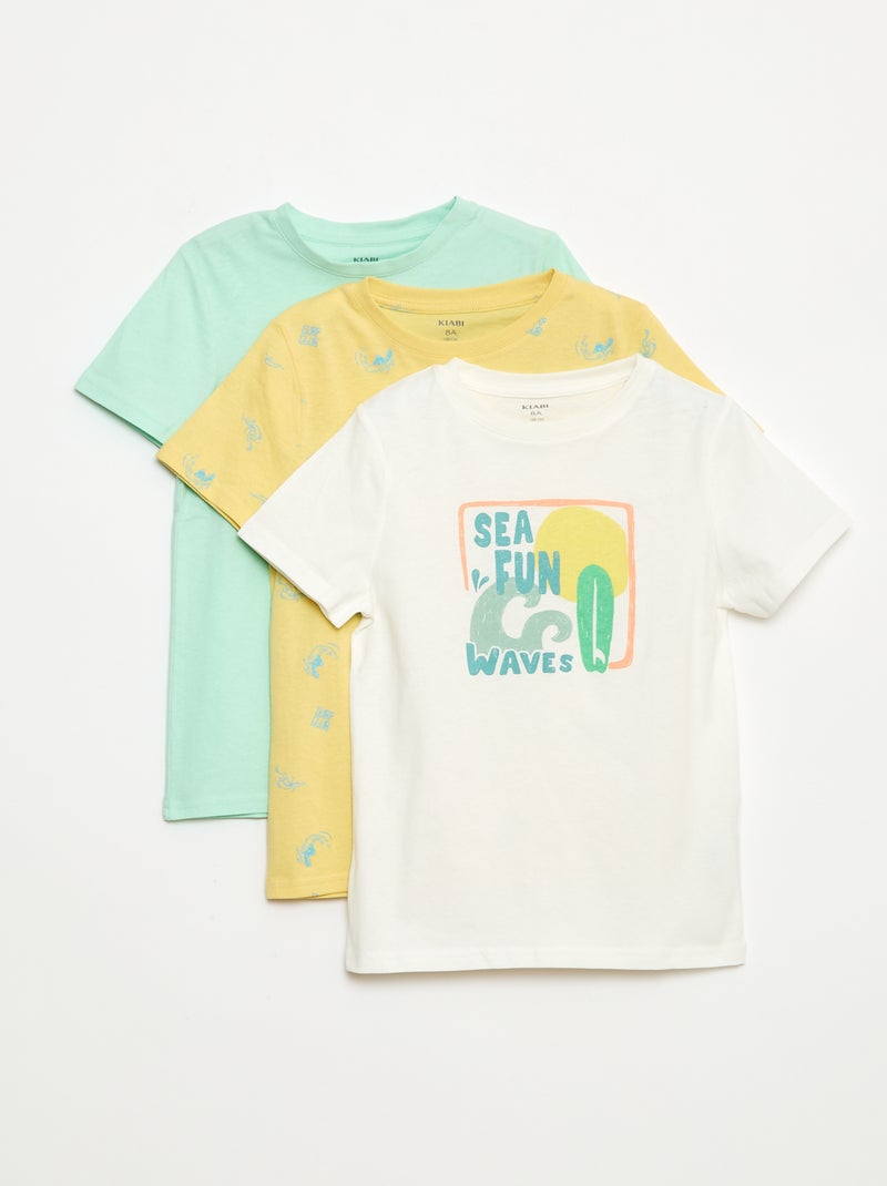 Lot de 3 tee-shirts style 'surf' Blanc - Kiabi