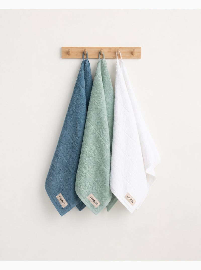 Lot de 3 torchons de cuisine 100 % coton, couleurs assorties, tissu éponge - Gamusi. Blanc Vert Bleu - Kiabi