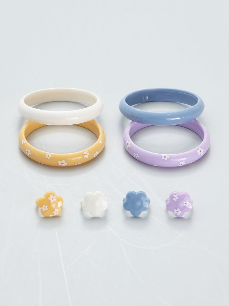 Lot de 4 bagues et 4 bracelets multicolore - Kiabi