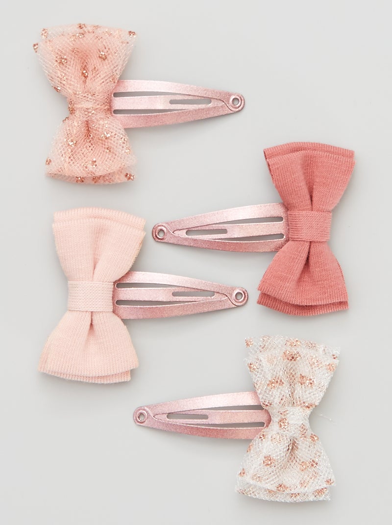 Lot de 4 barrettes clic clac rose - Kiabi