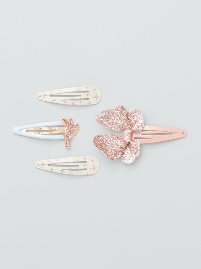 Lot de 4 barrettes 'Disney' Rose/Blanc - Kiabi