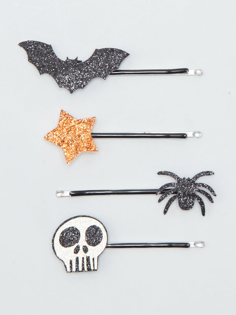 Lot de 4 barrettes épingles - Halloween Noir - Kiabi