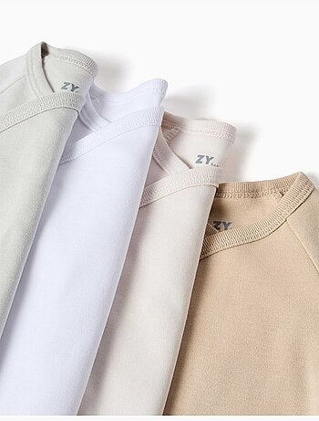 Lot de 4 bodies croisés en coton peigné