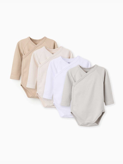 Lot de 4 bodies croisés en coton peigné - Kiabi