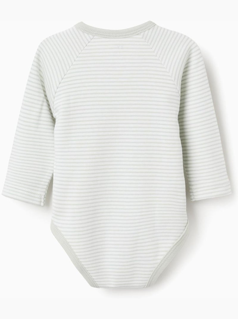 Lot de 4 bodies en coton croisés Blanc Vert - Kiabi
