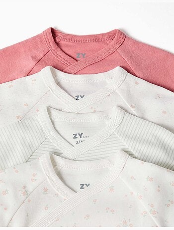 Lot de 4 bodys en coton croisés unis/imprimés