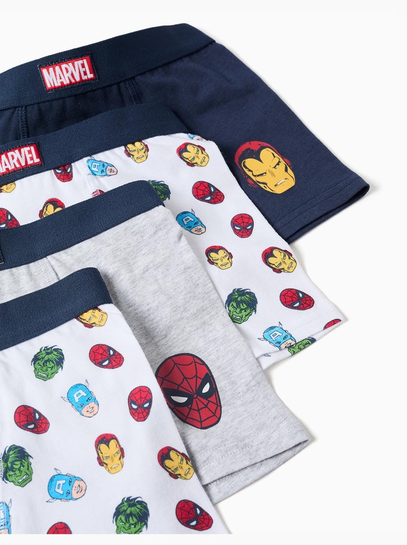 Lot de 4 boxers à imprimés Avengers Blanc Gris Bleu - Kiabi