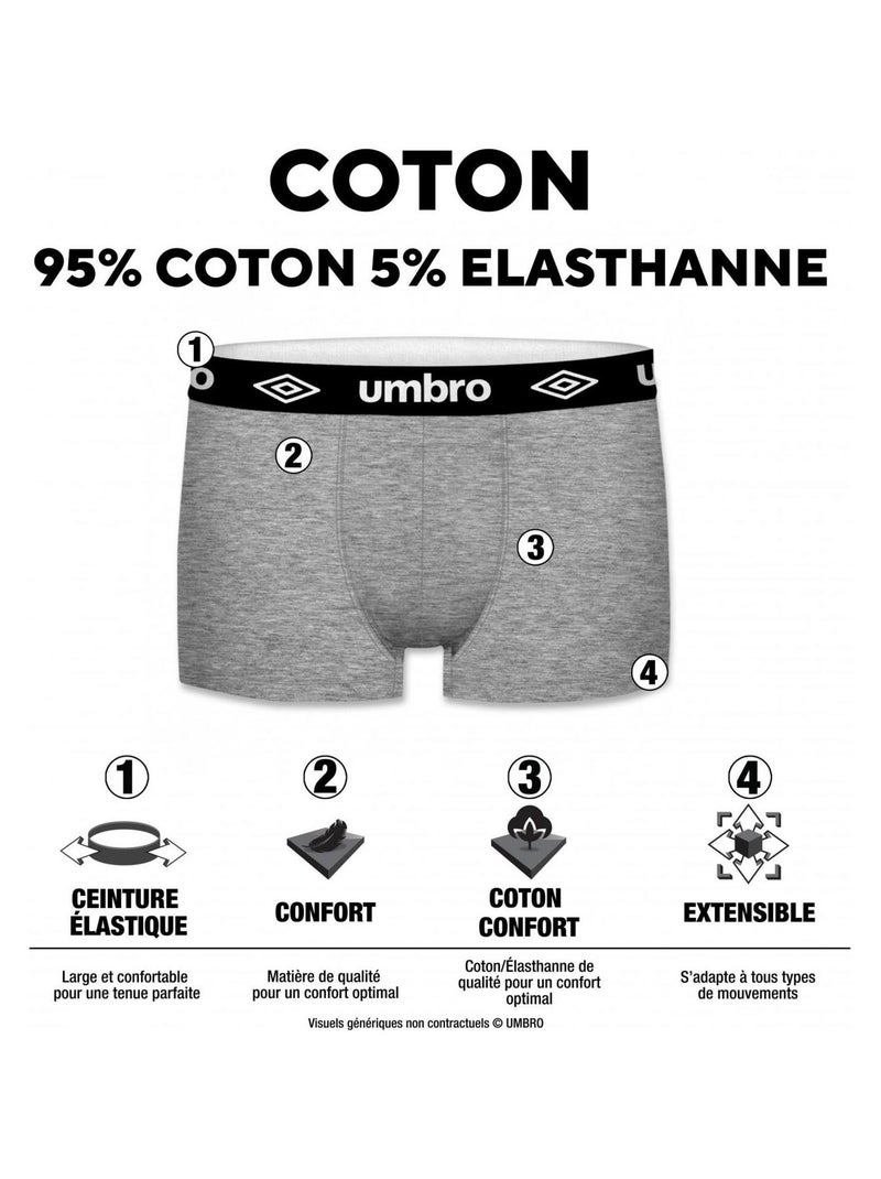 Lot de 4 boxers coton homme umbro Noir - Kiabi