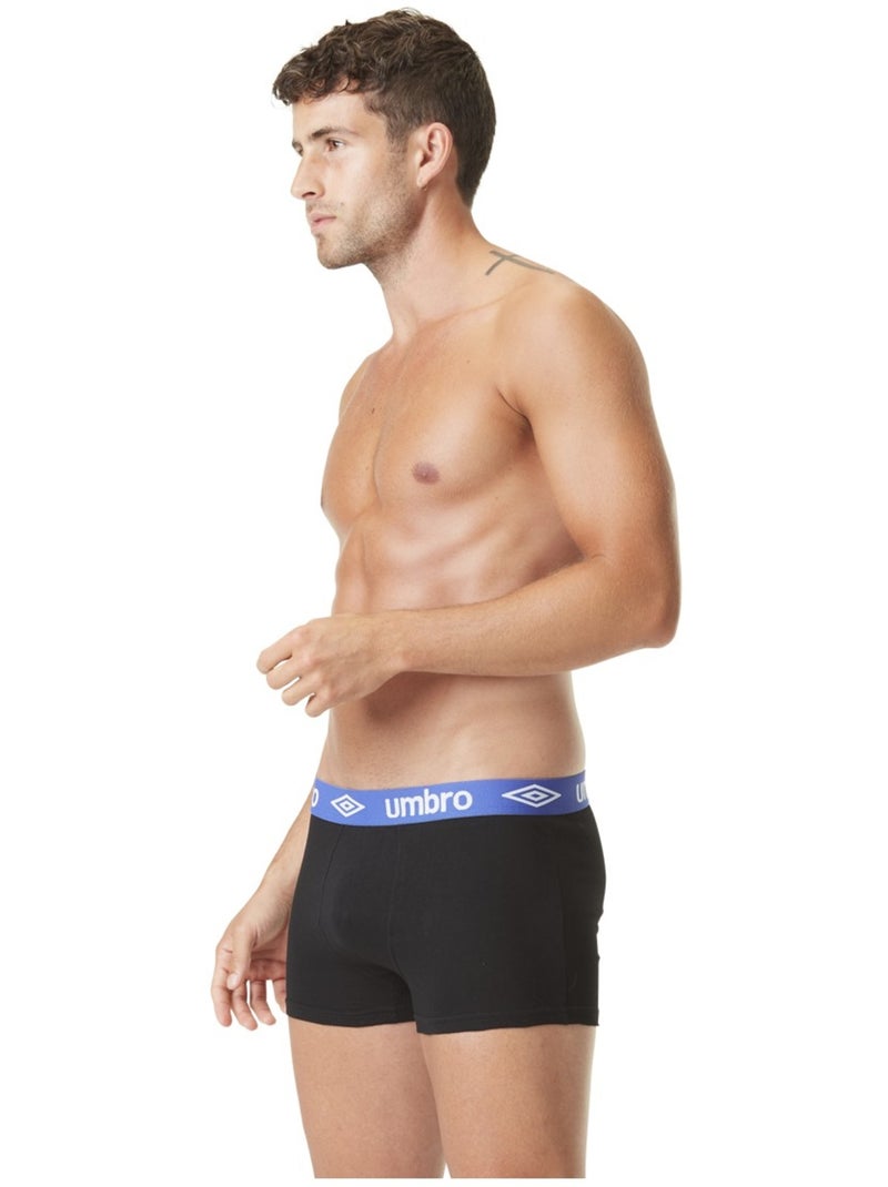 Lot de 4 boxers coton homme uni ceinture colorées umbro Noir - Kiabi