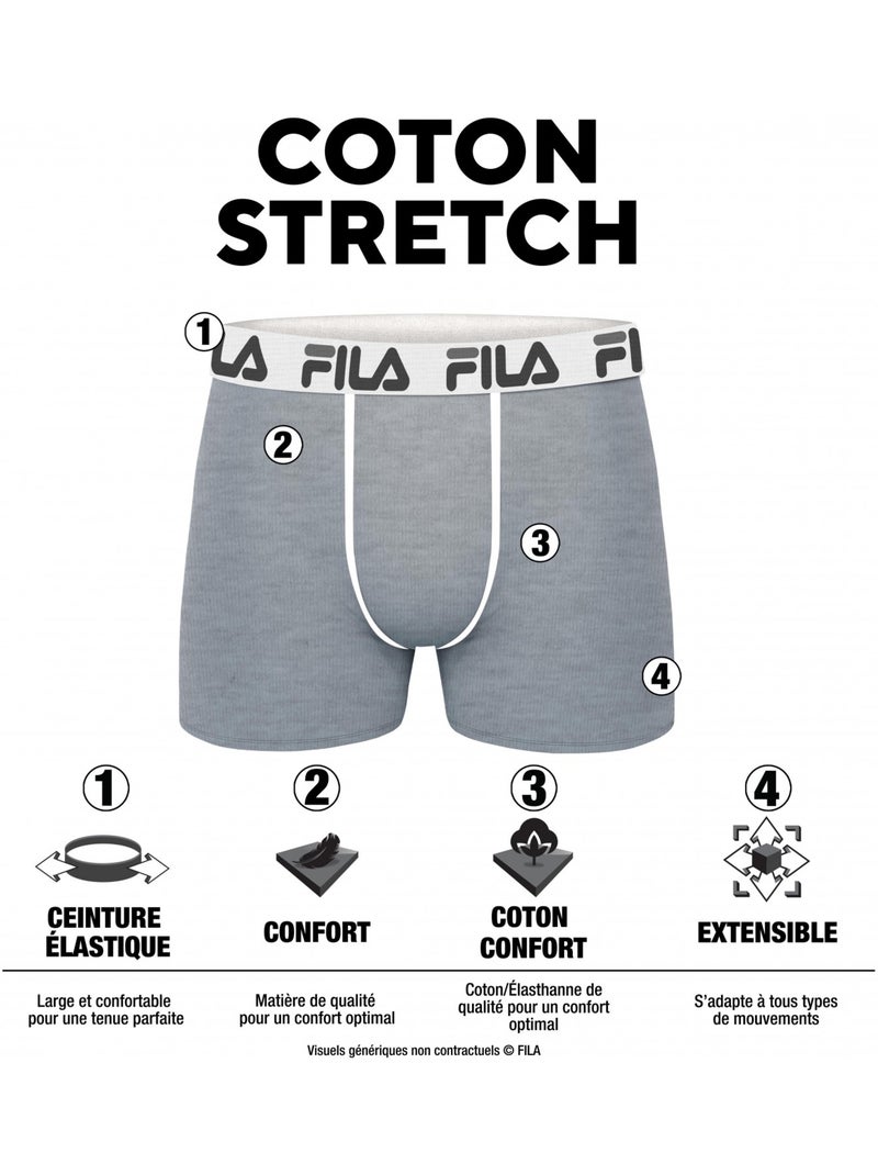 Lot de 4 boxers coton homme  uni fila Gris - Kiabi