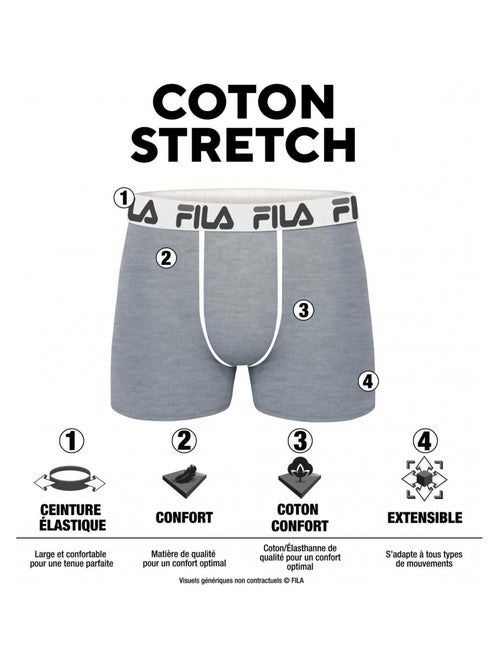 Lot de 4 boxers coton homme uni fila - Kiabi Lot de 4 boxers coton homme uni fila - Kiabi